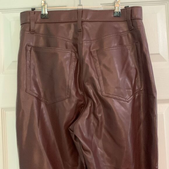 Abercrombie & Fitch Brown Vegan Leather 90s Straight Ultra High Rise Pants Sz 30 - Picture 5 of 6